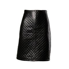 Unworn Michael Hoban for North Beach Leather Vintage Black Quilted Skirt