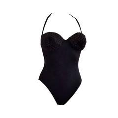 1980s Moschino mare black swimwear