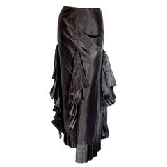 Chanel Long Skirt Pleated Ruffles Asymmetric Hem Evening Silk Taffeta 02A Sz S 12
