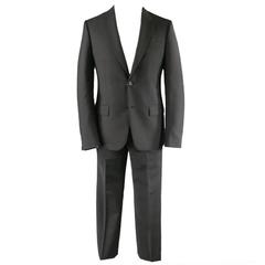 ALEXANDER MCQUEEN 38 Regular Black Wool / Mohair Notch Lapel Collar 32 36 Suit