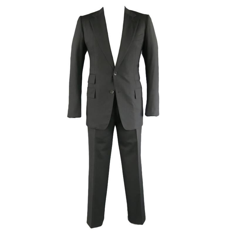 TOM FORD 42 Long Black Wool Notch Lapel 33 32 Suit