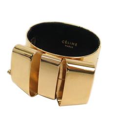 Celine Gold Tone Metal Chain Closure Cuff Bracelet