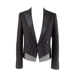 DIOR HOMME by HEDI SLIMANE 38 Short Black Wool Tuxedo 6 Button Coat Tail Jacket