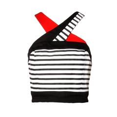 Lillie Rubin Vintage Red White and Black Striped Cropped Halter Top 