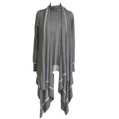 Donna Karan twin set Cashmere Silk softest gray metallic detail P / S new 10
