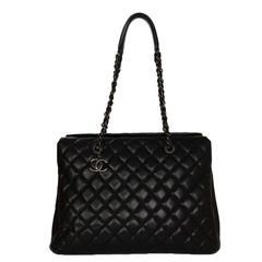 Chanel '15 Black Quilted Caviar Shopper Tote SHW