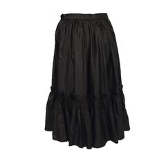 Yves St Laurent Rive gauche Chocolate Brown silk ruffle hem skirt 1970s