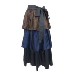 Vintage Yves St Laurent Rive Gauche tiered ruffle silk skirt 1970s