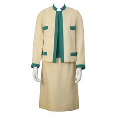 1960's Mary Korolnek Cream and Green Dress Set