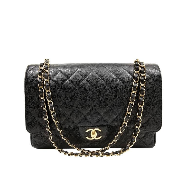 chanel black caviar leather maxi with ghw at 1stdibs chanel black caviar leather maxi with ghw at 1stdibs