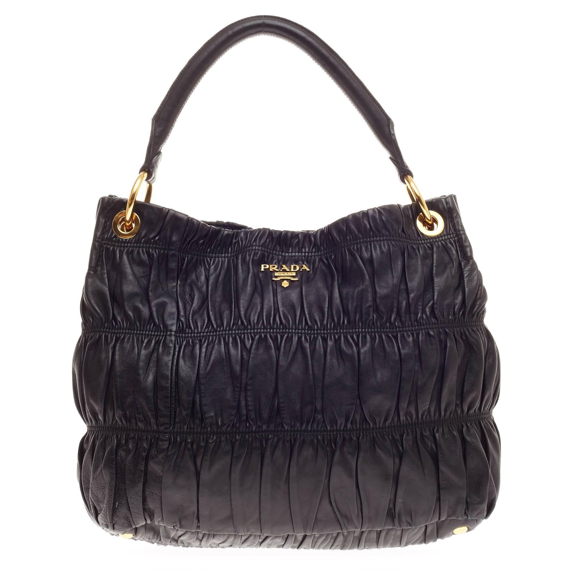 Prada Gaufre Hobo Leather