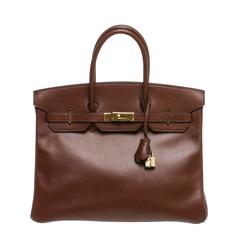 Hermes Brown Togo Leather Birkin 35cm Handbag GHW