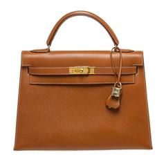 Hermes Gold Epsom Leather 32cm Kelly Handbag GHW