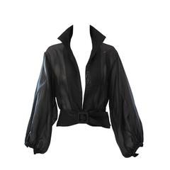Yves Saint Laurent Rive Gauche Black Sheer Blouse Jacket 