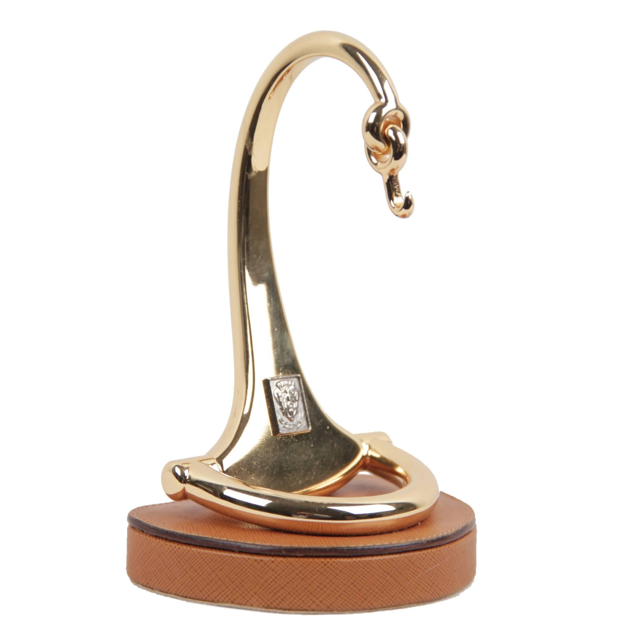 Gucci Italian Vintage Gold Metal Horsebit Pocket Watch Holder Stand