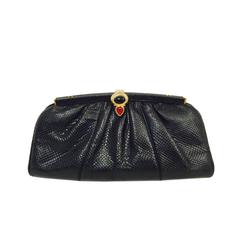 Vintage Judith Leiber Black Lizard Bejeweled Evening Bag 3