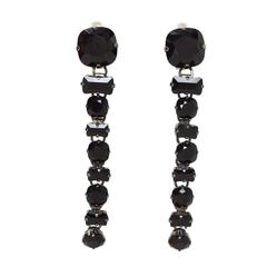 Lanvin Black Crystal Orphee Strand Drop Clip On Earrings