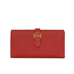 Hermes NEW '13 Red Rouge Casque Epsom H Bearn Wallet GHW rt. $2, 650