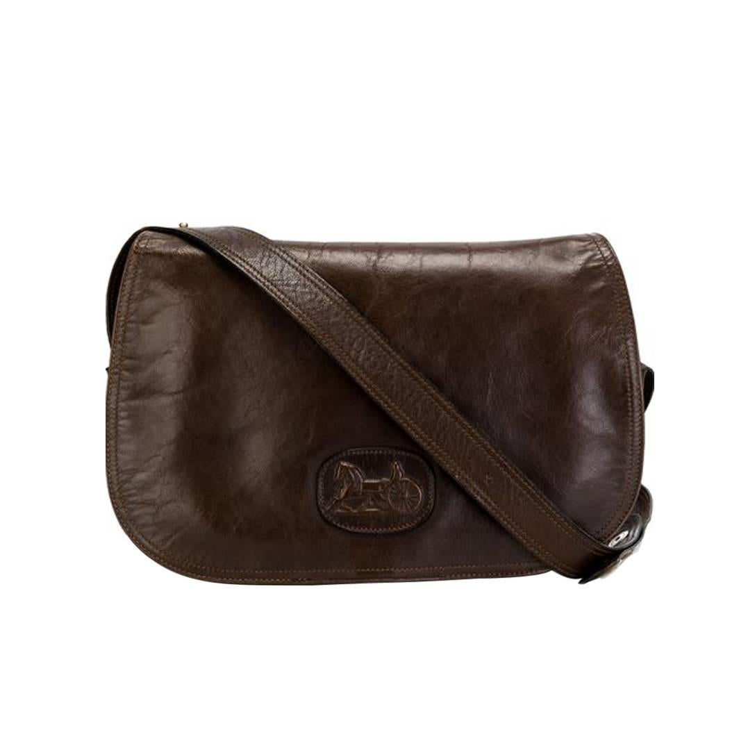 1970s Céline Brown Leather  Shoulder Bag 