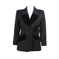 1970s Yves Saint Laurent Rive Gauche Black Wool & Velvet Jacket