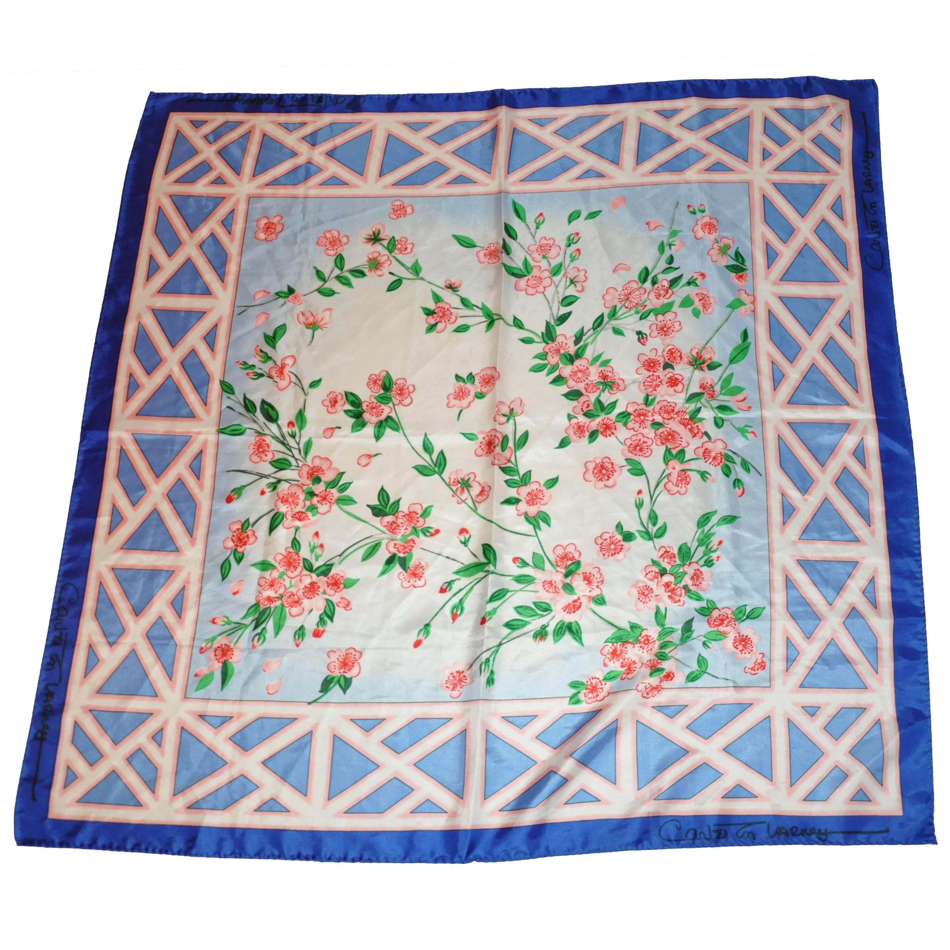 Multi-Signed Varney Multi-Color Floral Silk Scarf For Sale