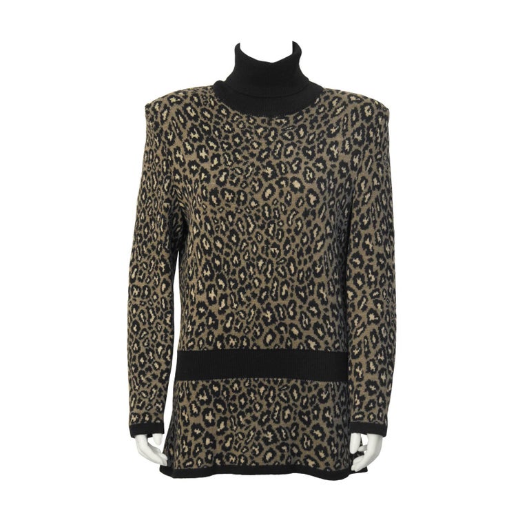 1980's Valentino Leopard Turtleneck Sweater at 1stDibs