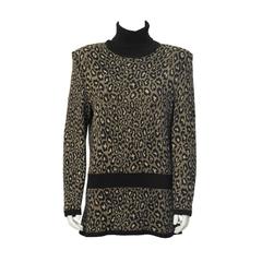 1980's Valentino Leopard Turtleneck Sweater 10