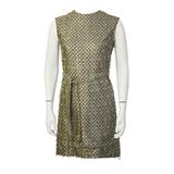 1960's Gold and Silver Beaded Mini Dress with Belt 