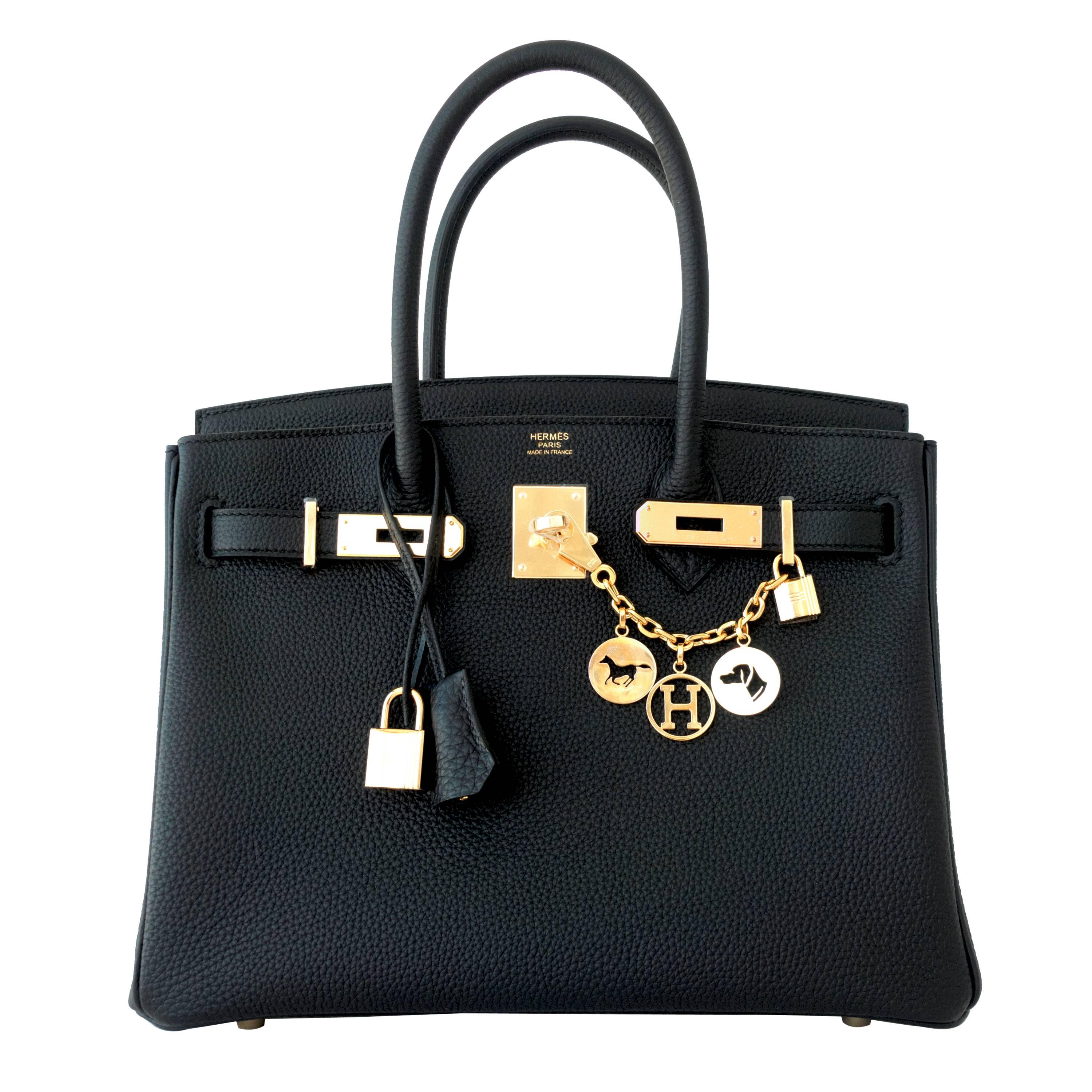 Hermes Black 30cm Birkin Togo Gold Hardware GHW Bag Tote Most Requested