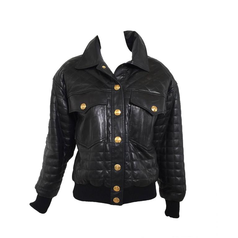 1990s CHANEL leather bomber jacket at 1stDibs | chanel leather jacket ...