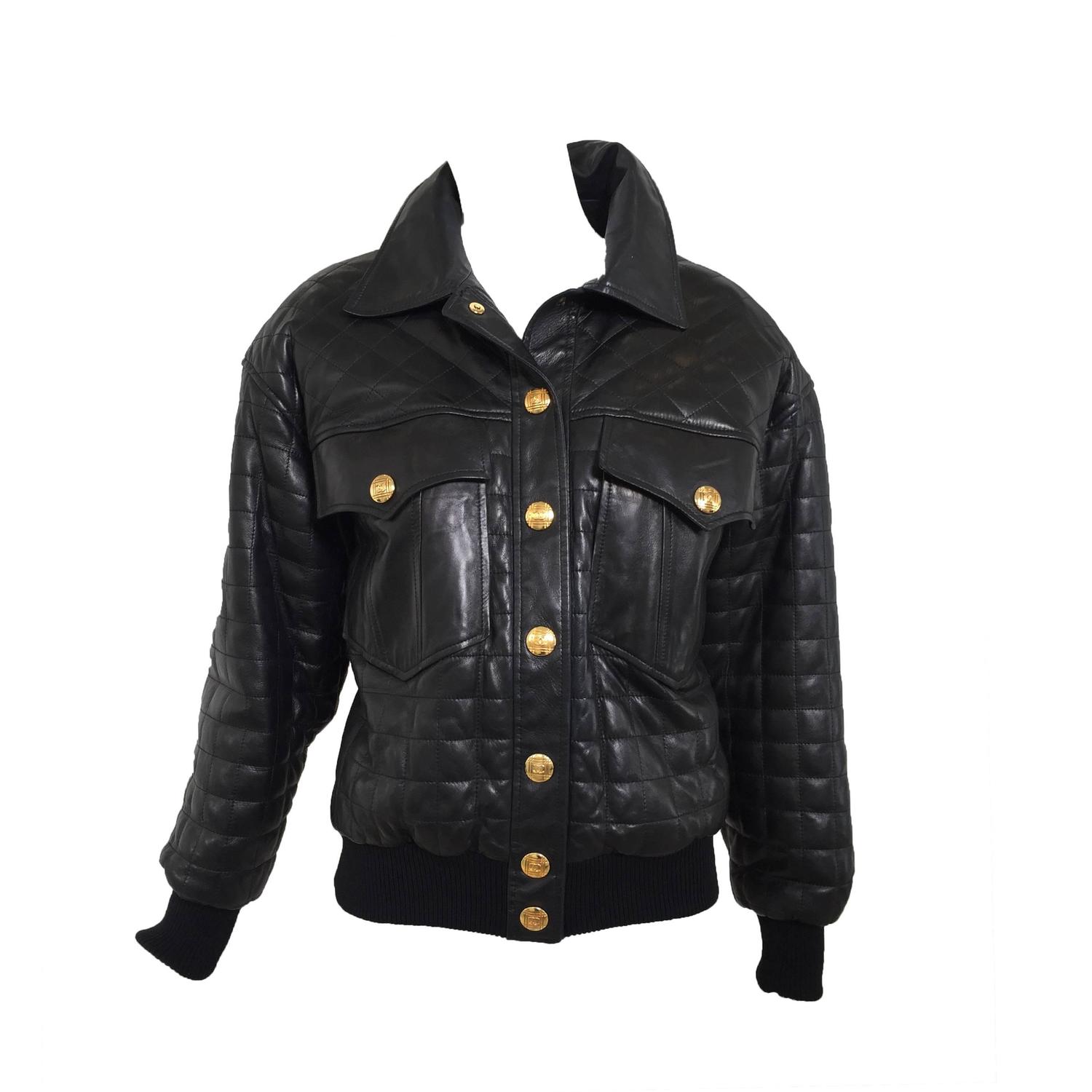 1990s CHANEL leather bomber jacket at 1stdibs