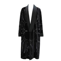 New ETRO Runway Men's Robe Kimono Coat Black Velvet Satin Lapel