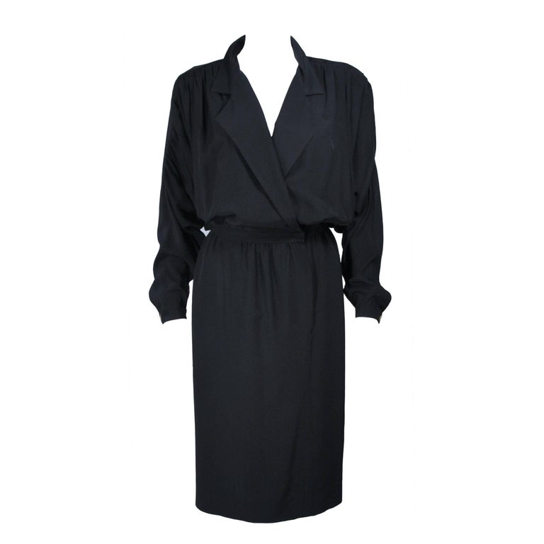 CHANEL Black Silk Draped Secretary Style Dress Size 2 at 1stDibs ...