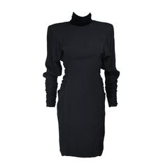 EMANUEL UNGARO 1980s Silk Long Sleeve Dress with Velvet Trim Size 8 7