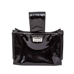 Chanel Black Patent Mademoiselle Lock Convertible Clutch Bag