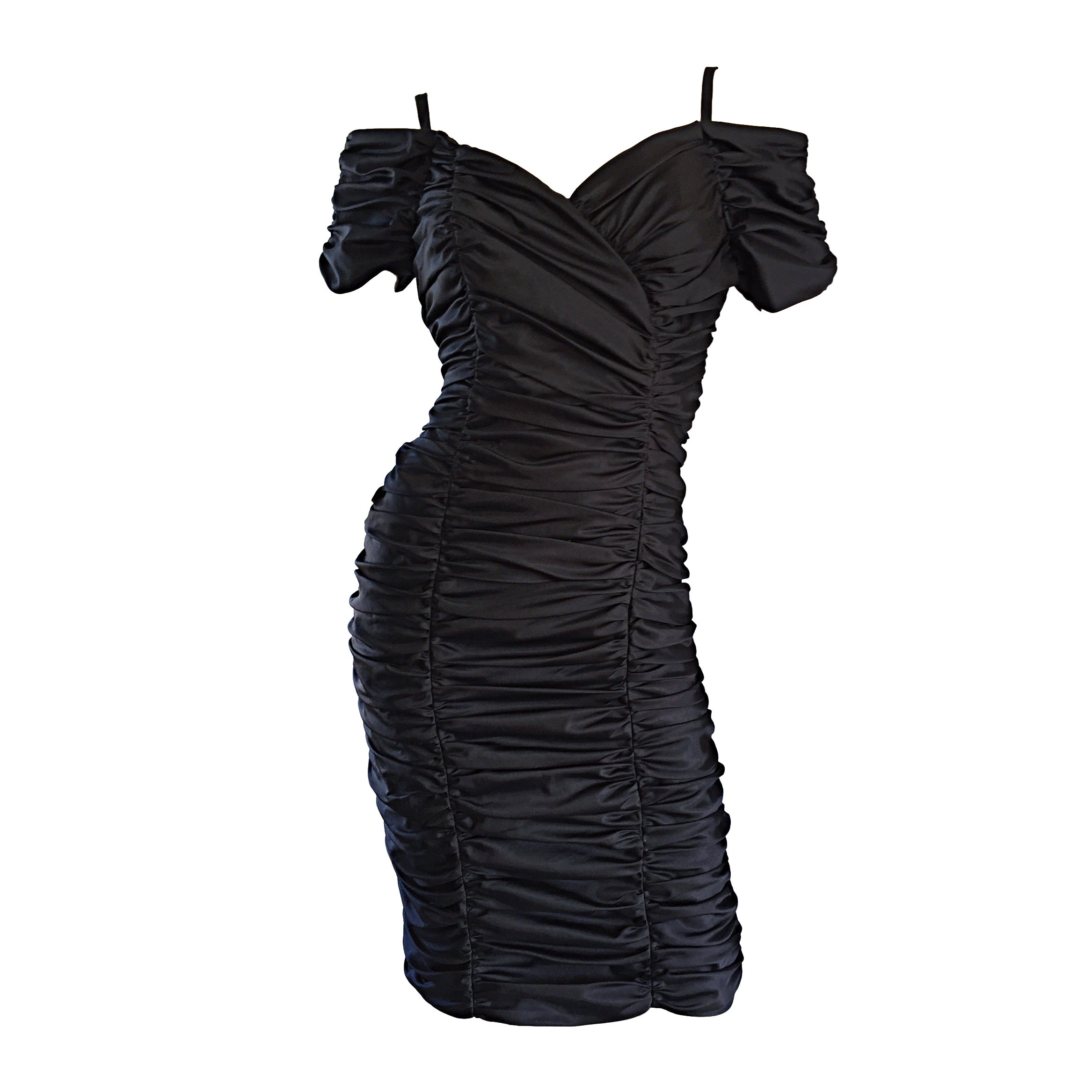 Sexy Vintage 1990s 90s Black Ruched Off 
