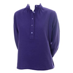 1970s Vintage YSL Yves Saint Laurent Rive Gauche Purple Wool Blouse Size 36