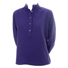 1970s Vintage YSL Yves Saint Laurent Rive Gauche Purple Wool Blouse Size 36 8
