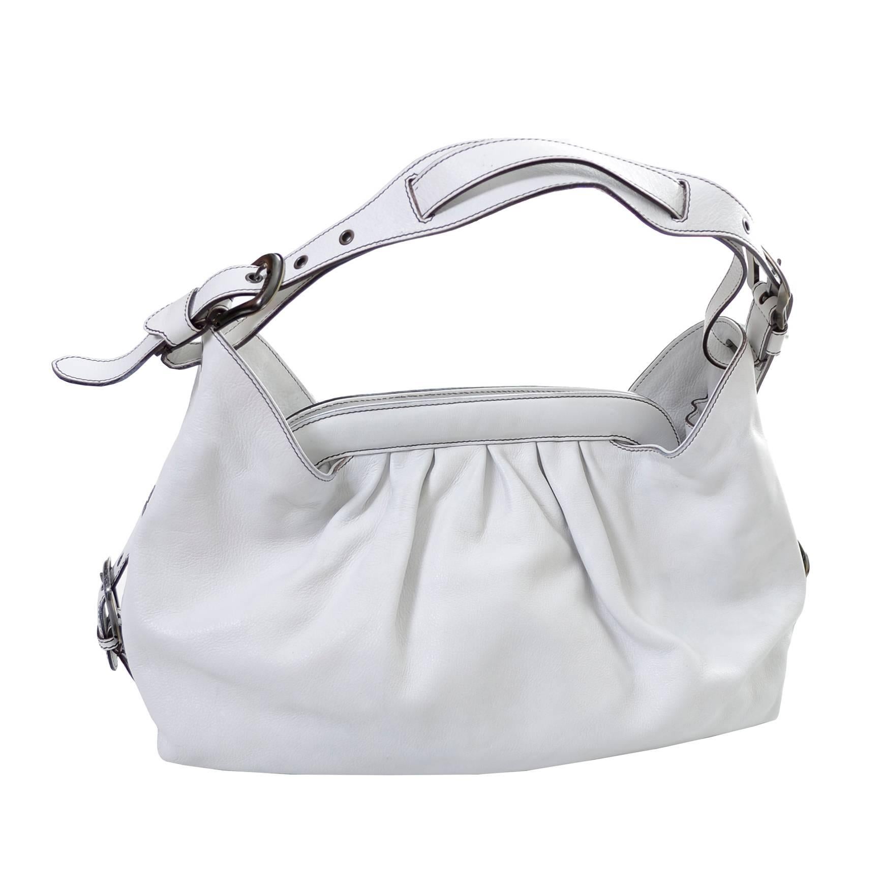 Fendi Borsa Bag White Leather Doctor Hobo Handbag