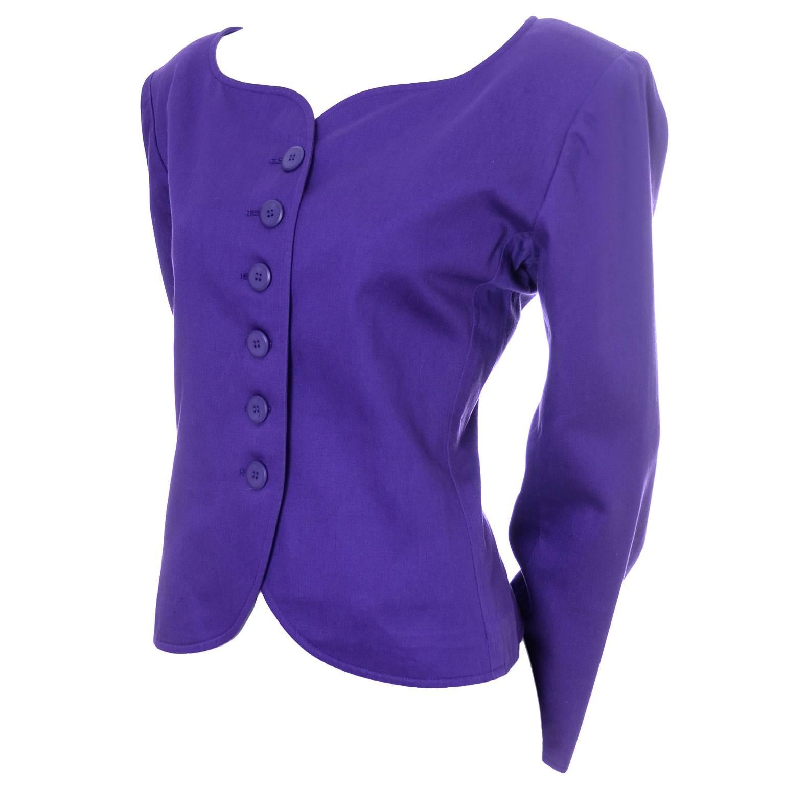Vintage YSL Yves Saint Laurent Rive Gauche Purple Blazer Jacket