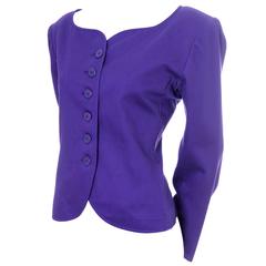 Vintage YSL Blazer Purple Yves Saint Laurent Size 40 Rive Gauche 12