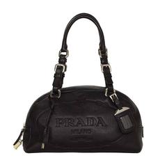 Prada Black Leather Bowler Bag SHW