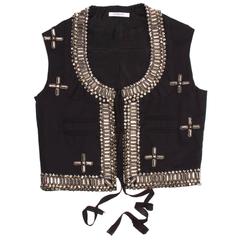 Givenchy Black Cotton & Rhinestone Vest