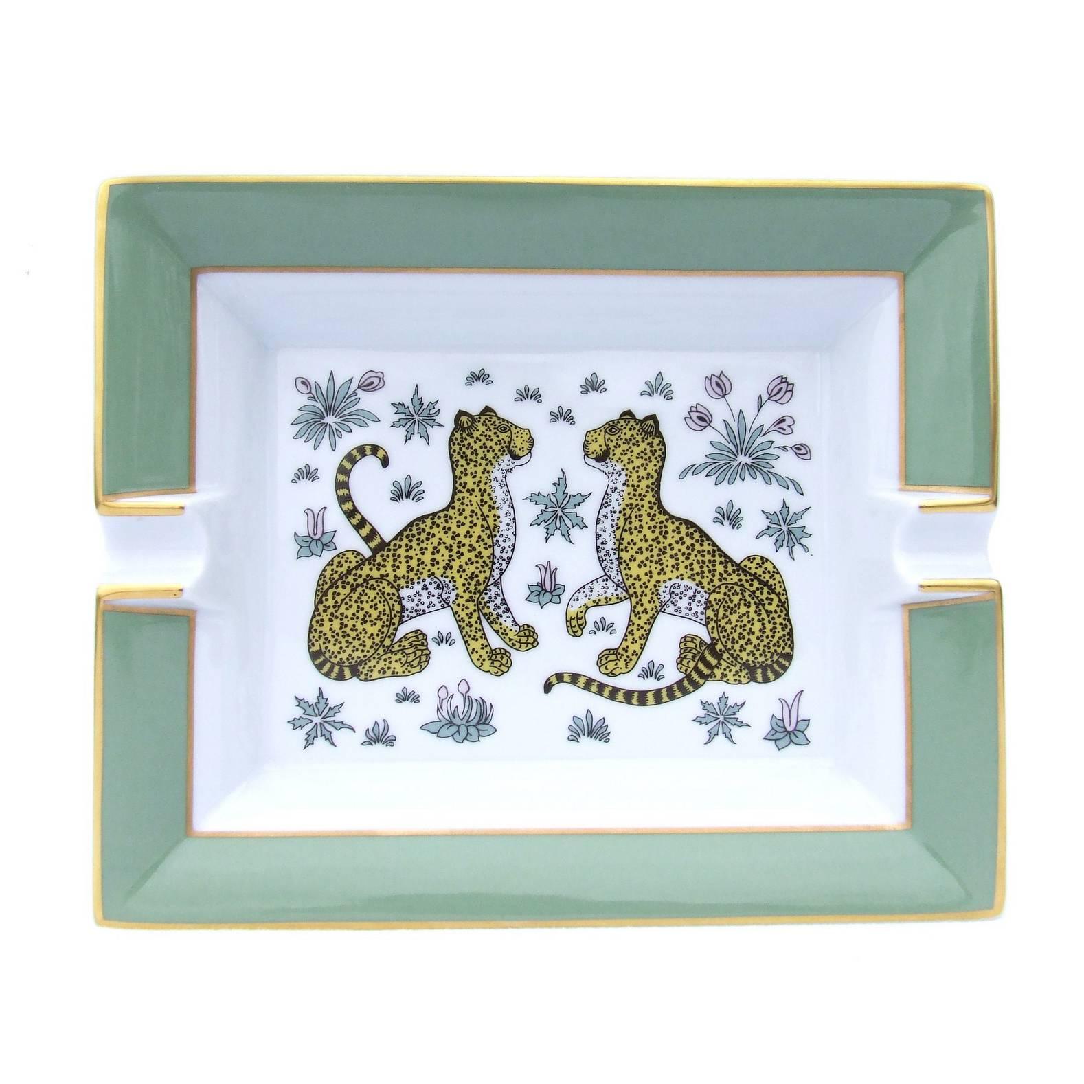 Hermes Cigar Ashtray Cheetah Guepards Porcelain 20 cm