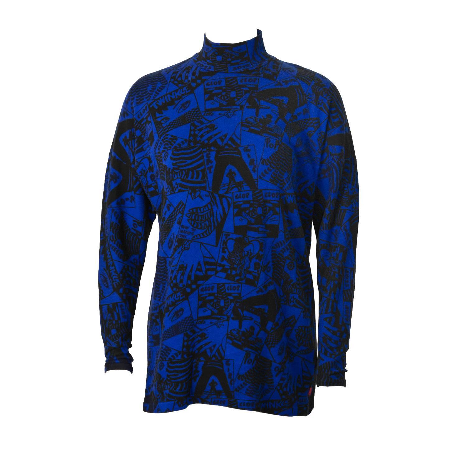 Early 1980's Fiorucci Blue Graphic Sweater 