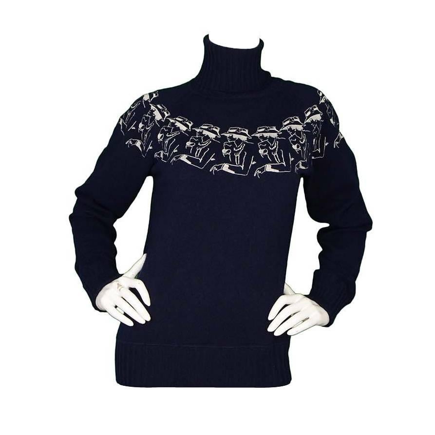 Chanel Navy Cashmere Turtleneck Sweater sz 40