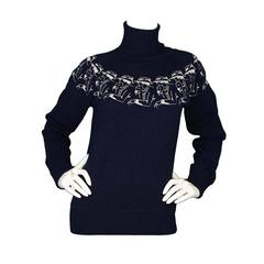 Chanel Navy Cashmere Turtleneck Sweater sz 40