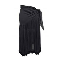 Vintage BESPOKE Black Pleated Sheer Chiffon Skirt with Silk Satin Border.  