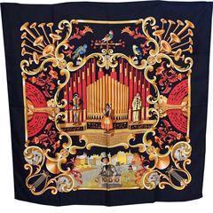 Hermes large silk scarf Orgauphone 1996 Francoise Faconnet