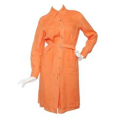 Vintage 1970s Hermès linen Shirt Dress